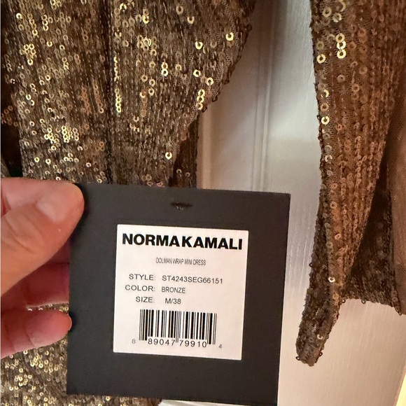 Norma Kamali Bronze Sequin Long Sleeve Dress - Picture 13 of 13